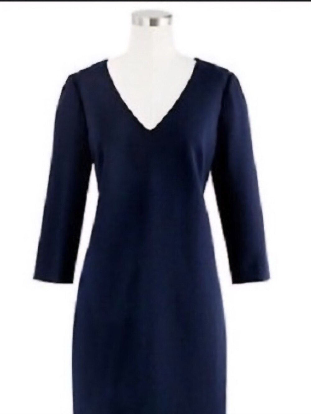 J. Crew Navy V-Neck Sheath Dress with Three-Quarter Sleeves